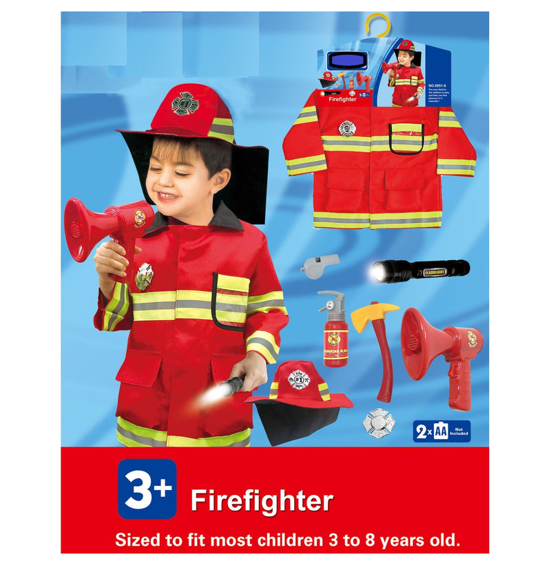 Fireman Costume With Hat Torch Loud Speaker & Accessories (7452833349787)
