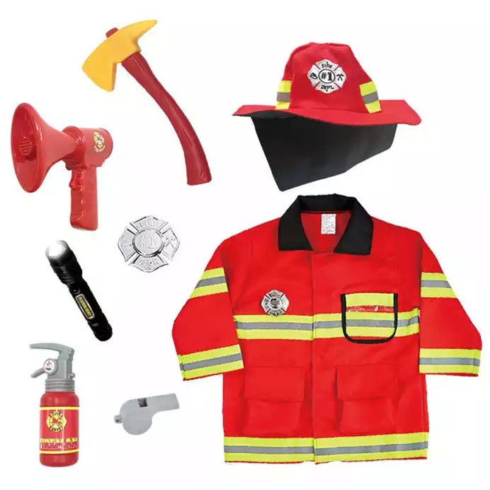 Fireman Costume With Hat Torch Loud Speaker & Accessories (7452833349787)