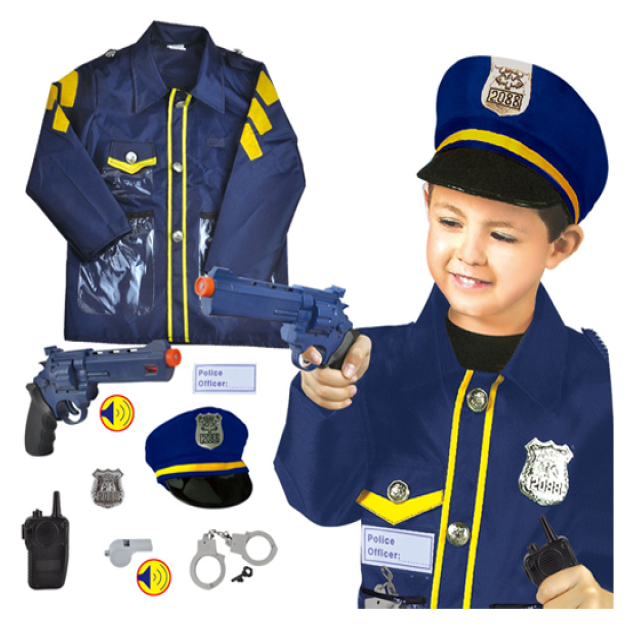 Police Officer Uniform Costume with Hat and Accessories