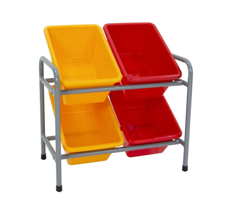 Storage Rack Organizer With 4 Bins And Steel Frame (7273173811355)