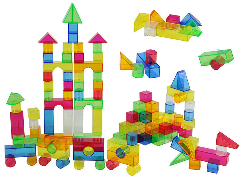 Transparent Colourful 3D Building Blocks (50 Piece in container) (7274268557467)