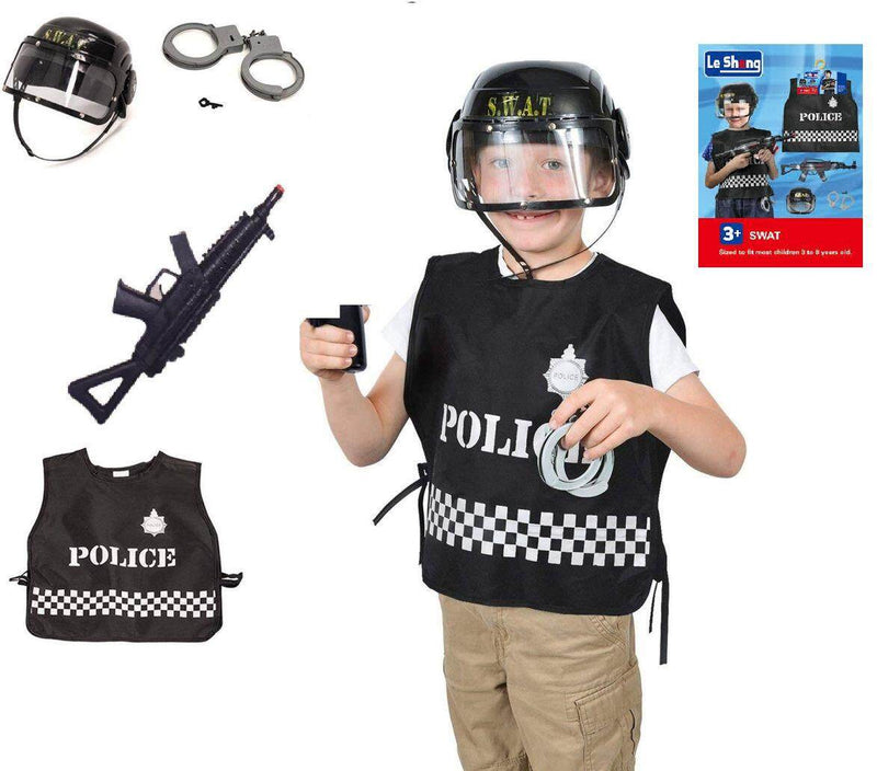 Police SWAT Costume with Toy Gun & Accessories