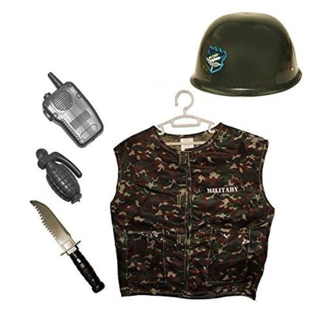 Army Costume With Walkie Talkie, Grenade, Helmet & Dagger (7273156149403)