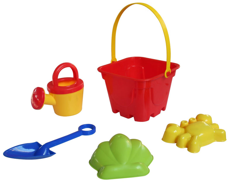 Beach and Garden Bucket and Tool Playset 5 Piece with Blue Spade