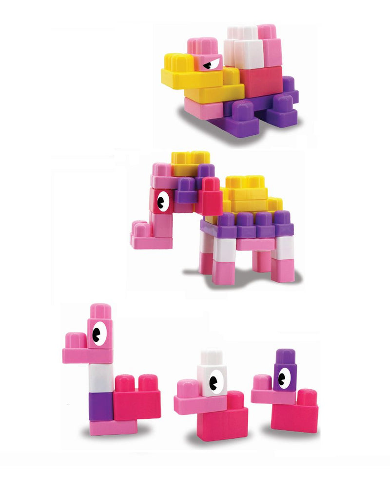 SUNTA Girls Building Blocks Round Edges & Stickers - 62 Pieces In Carry Bag (7273175548059)