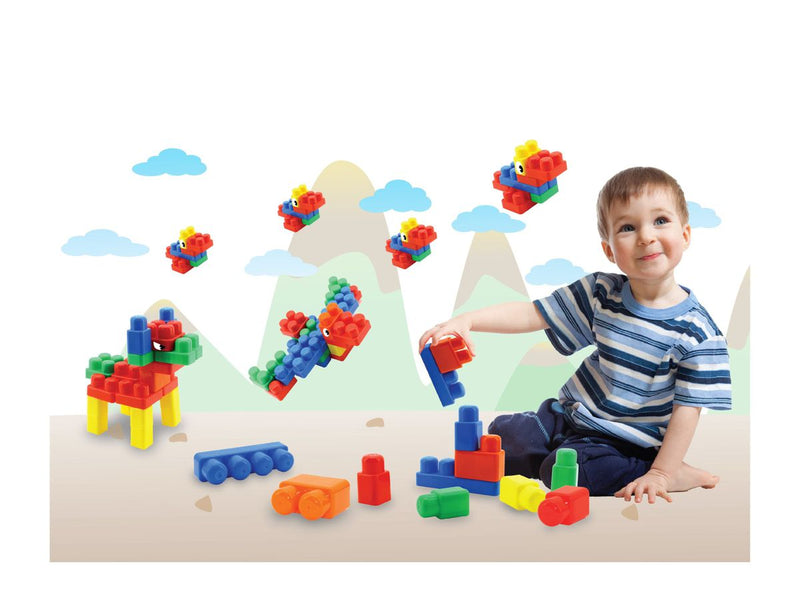 SUNTA Boys Building Blocks Round Edges & Stickers - 62 Pieces In Carry Bag (7273176924315)