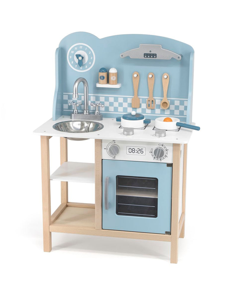 Viga Wooden Toy Kitchen With Sink Stove Accessories Blue