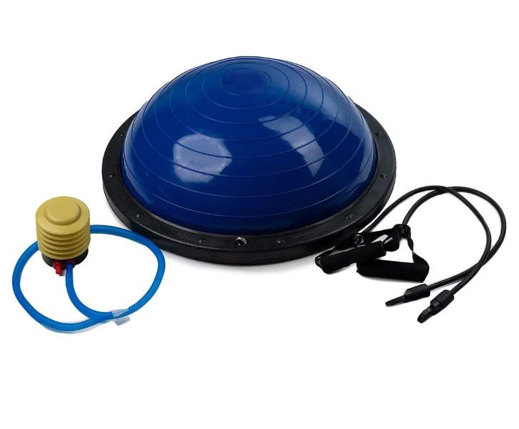 Core Bosu Balance Ball with Resistance Bands - Dark Blue 58cm