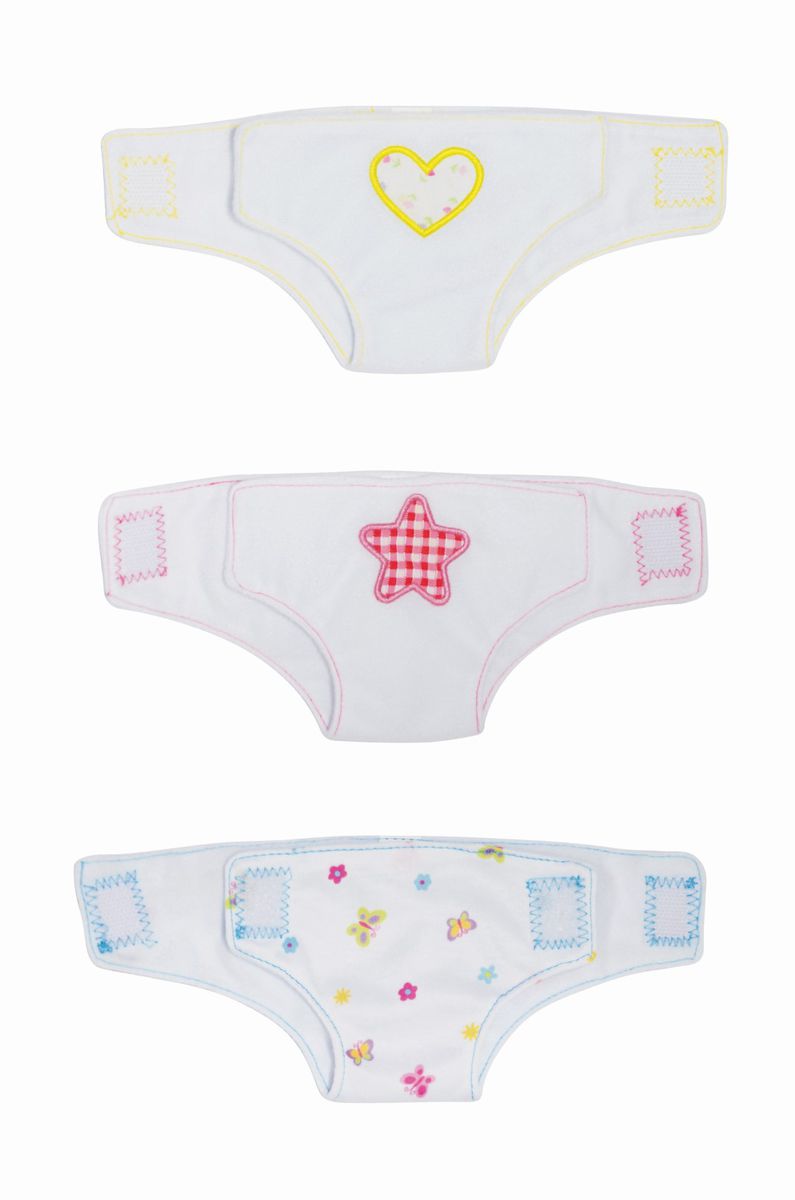 Dollsworld Dolls 3 Piece Pattern Stiched Cotton Nappies