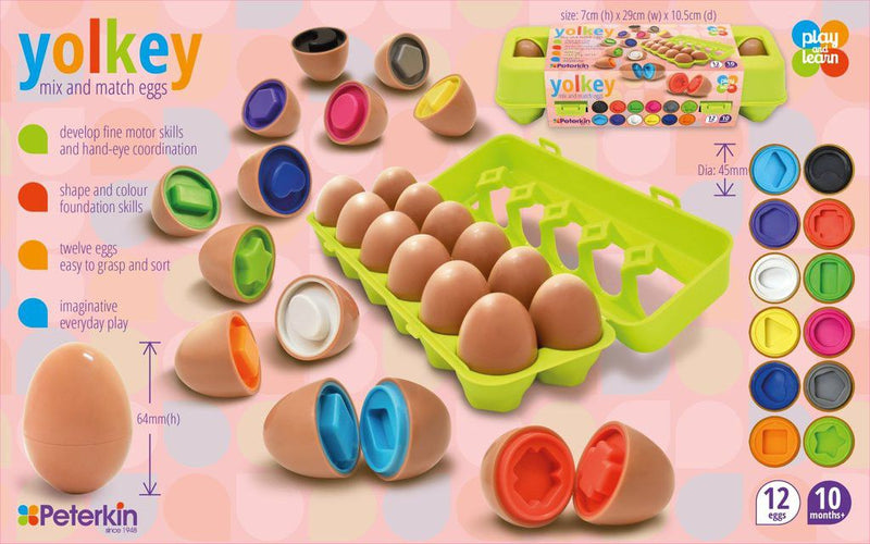 Matching Shapes & Colours Game Yolkey (12 Eggs) (7276453363867)