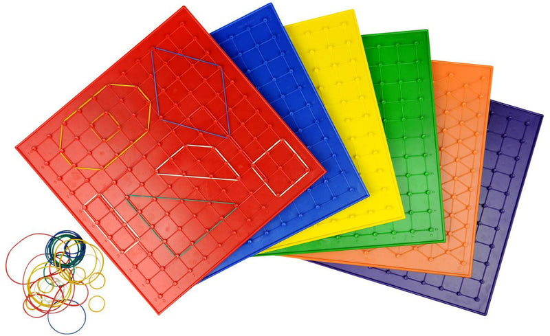 Geometry Geoboard Set - 23,5cm (6 Boards, 144 Rubber Bands)