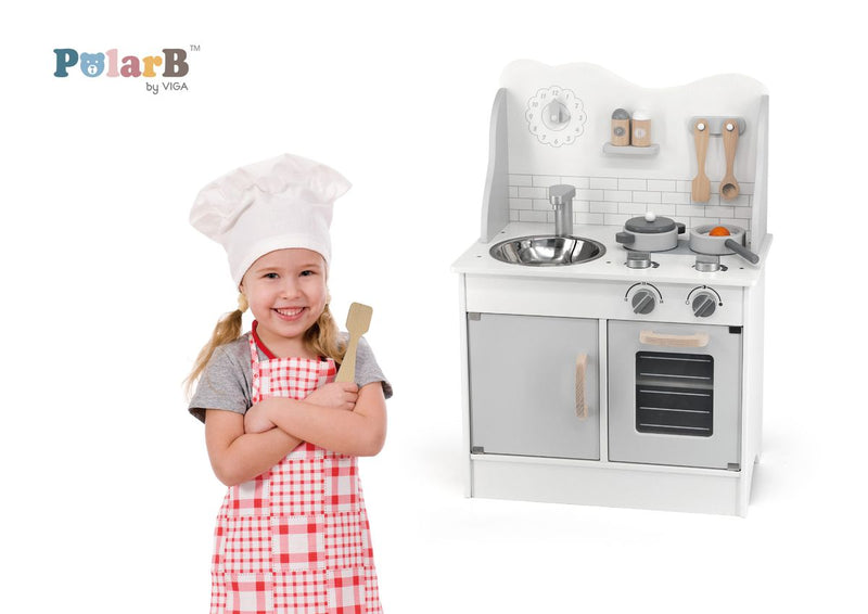 Viga White & Grey Arctic Wooden Toy Kitchen (7362592178331)
