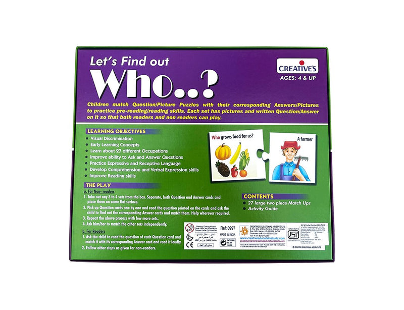 Creatives - Let's Find Out Who? (27 Sets Of Self-Correcting Match Ups About Occupations) (6907042857115)