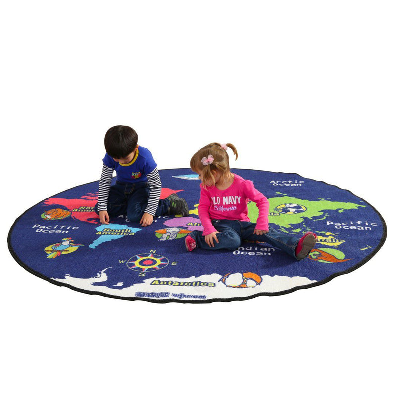 Kids Large Floor Carpet - Map of the World (2000x2000x3mm) (7402183622811)