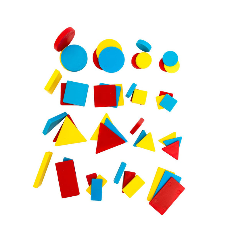 Maths Attribute Blocks 48 Pieces - 4 Shapes, 3 Colours, 2 Sizes, 2 Thickness (7273184264347)