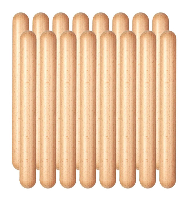 Percussion Wooden Claves Musical Instruments Set 8 Pairs (19CM)