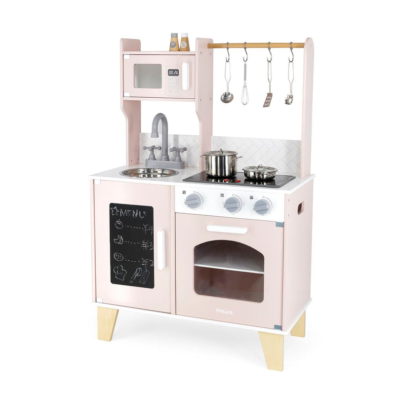 Viga Little Chef's Wooden Toy Kitchen With Light and Sounds - PolarB - Pretty Pink (7362523824283)