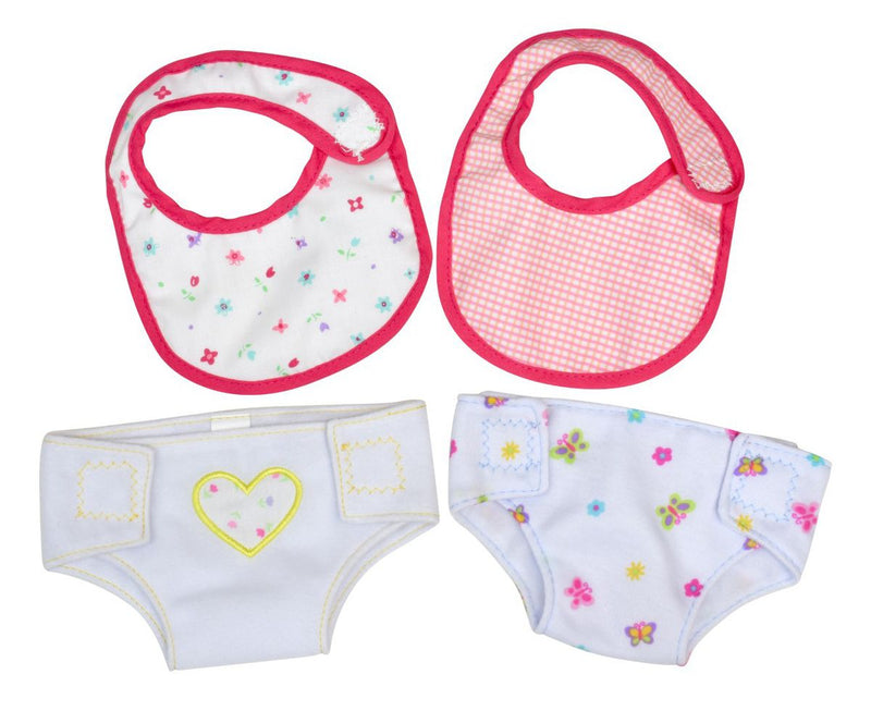 Dollsworld Baby Doll Fabric Bibs & Nappies Set (2 Bibs & 2 Nappies) (6899317768347)