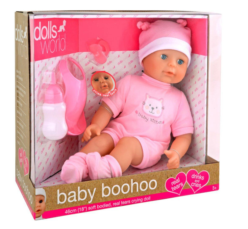 Dollsworld - Baby Boohoo Doll (Real Tears Crying Baby, Outfit, Bib, Dummy & Bottle) - 46Cm (18") (6899318620315)