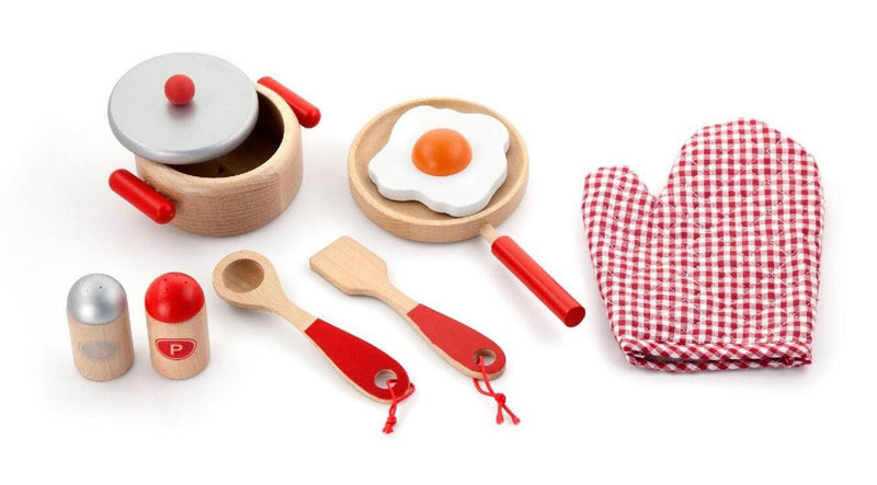 Viga - Pink Cooking Set (Pot  Pan  Egg  Glove  Ute