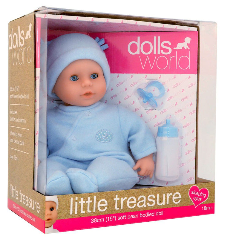 Dollsworld Little Treasure Baby Doll Blue - 38Cm (15") (6899316392091)