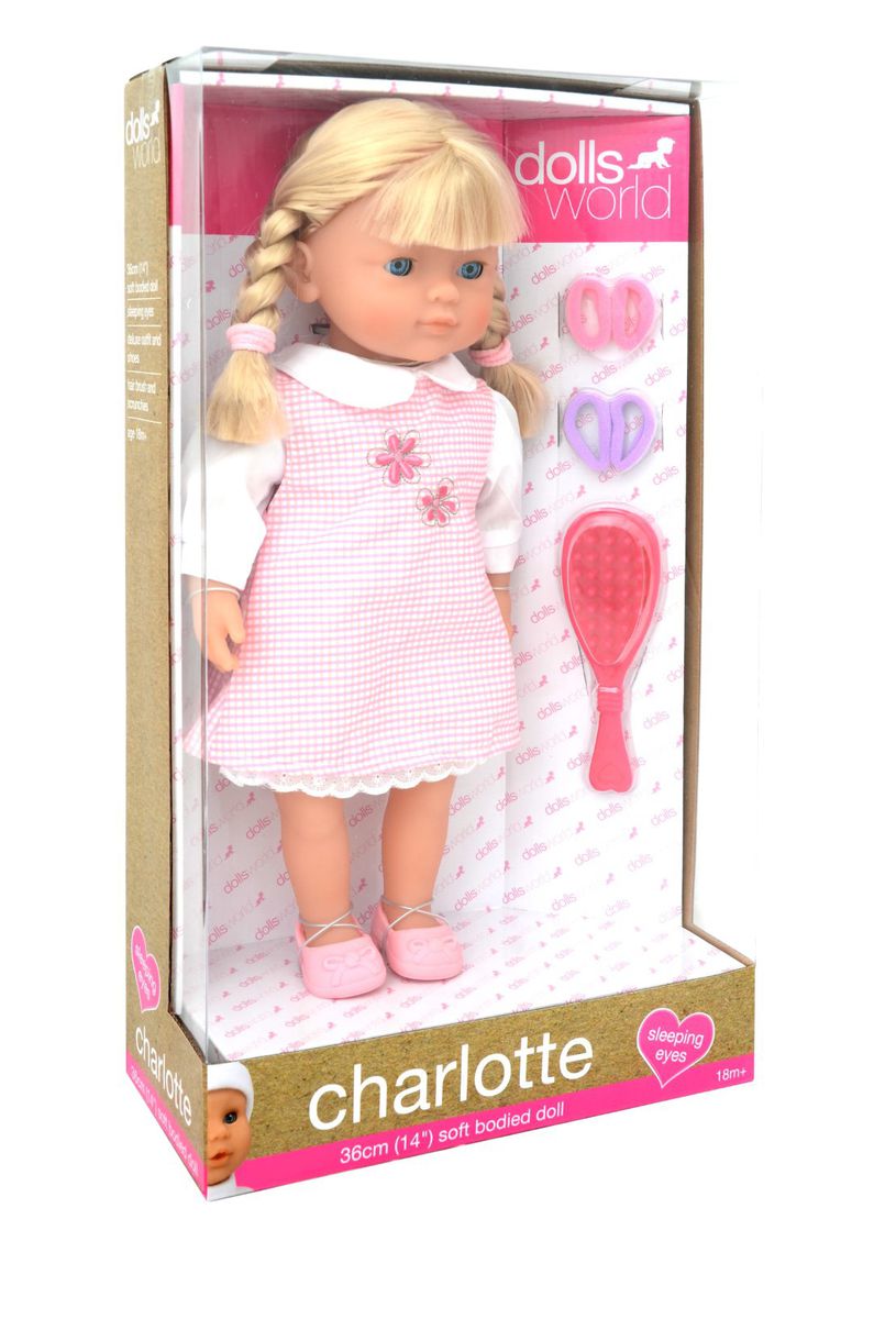 Dollsworld - Charlotte Doll (Blonde, With Outfit, Shoes, Hairbrush And Scrunchies) - 36Cm (14")