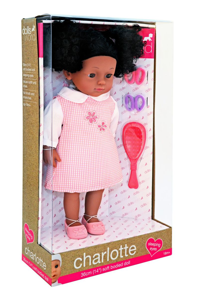 Dollsworld - Charlotte Doll (Black Hair, With Outfit, Shoes, Hairbrush And Scrunchies) - 36Cm (14") (6899319013531)