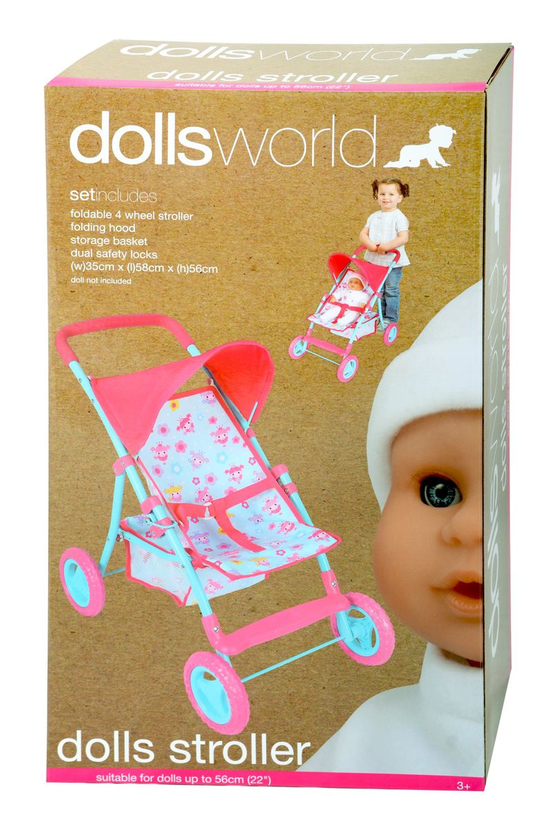 Dollsworld - Deluxe Doll Stroller - Folding 4 Wheel Stroller For Dolls Up To 56Cm (22") (6899319898267)