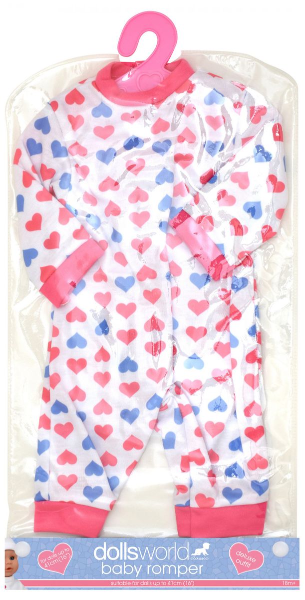 Dollsworld - Doll Clothes - Hearts Onesie (46Cm) (6897588240539)