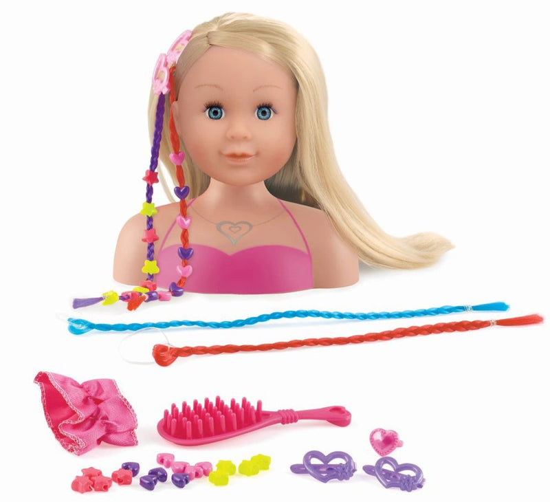 Dollsworld - Ashley Styling Head Playset (Blonde) Includes Brush, Hair Clips, Beads, Hair Extensions, And Ring