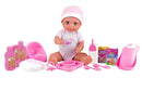 Dollsworld - Baby Tinkles Doll (Drink & Wet, Outfit, Bottle, Potty, Nappy, Bib, & Feeding Set)- 38Cm (15") (6899318063259)