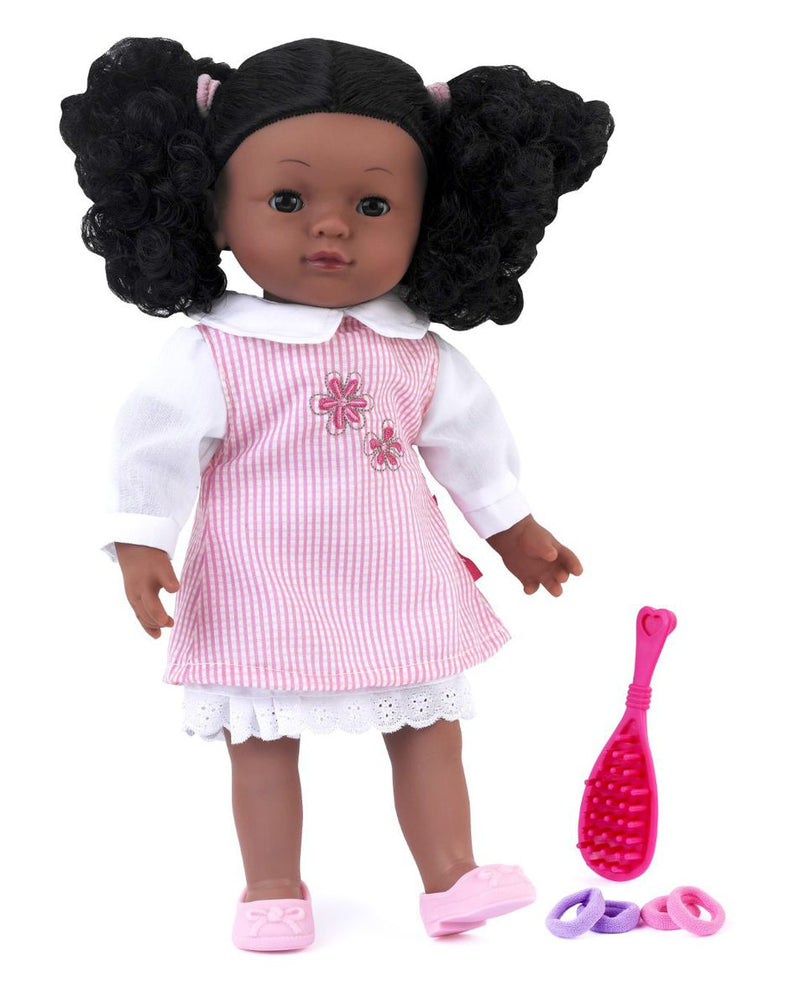 Dollsworld - Charlotte Doll (Black Hair, With Outfit, Shoes, Hairbrush And Scrunchies) - 36Cm (14") (6899319013531)