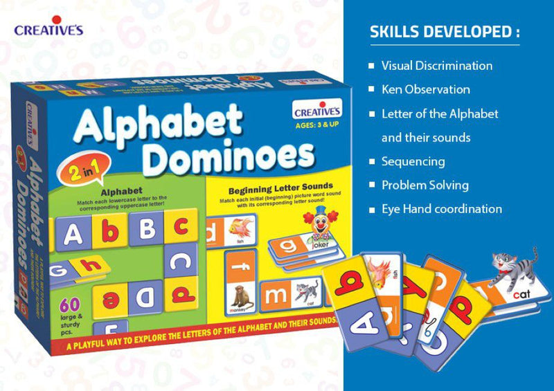 Creatives - Alphabet Dominoes (2-In-1 Game) - Explore And Learn The Letters Of The Alphabet And Their Sounds