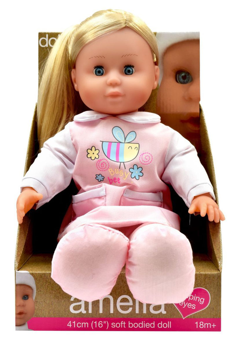 Dollsworld-Amelia Doll (Soft Body, Deluxe Blonde Hair, Blue Eyes) 41Cm (16")
