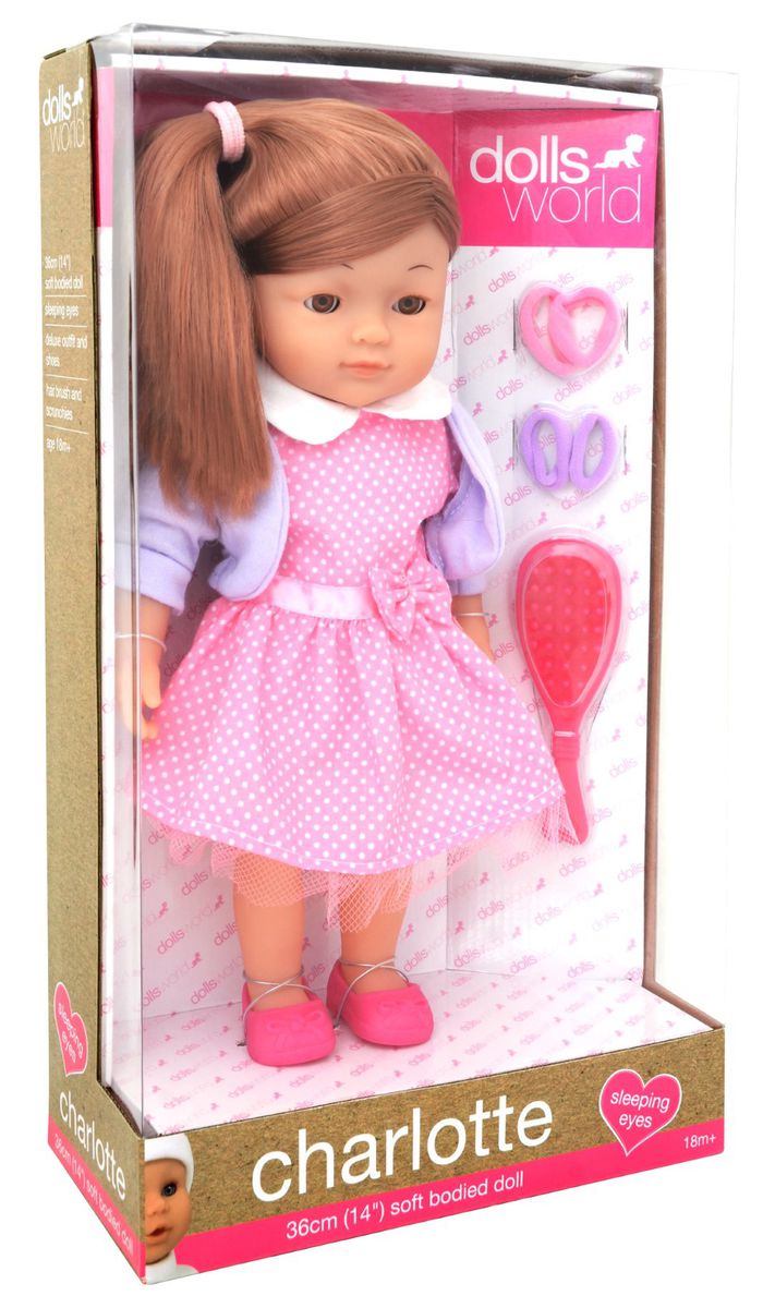 Dollsworld - Charlotte Doll (Brunette, With Outfit, Shoes, Hairbrush And Scrunchies) - 36Cm (14") (6899318489243)