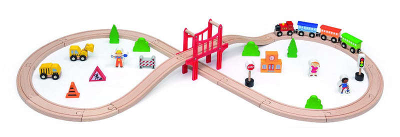 Viga Wooden Train Set With Accessories 39 Pc (7015803912347)