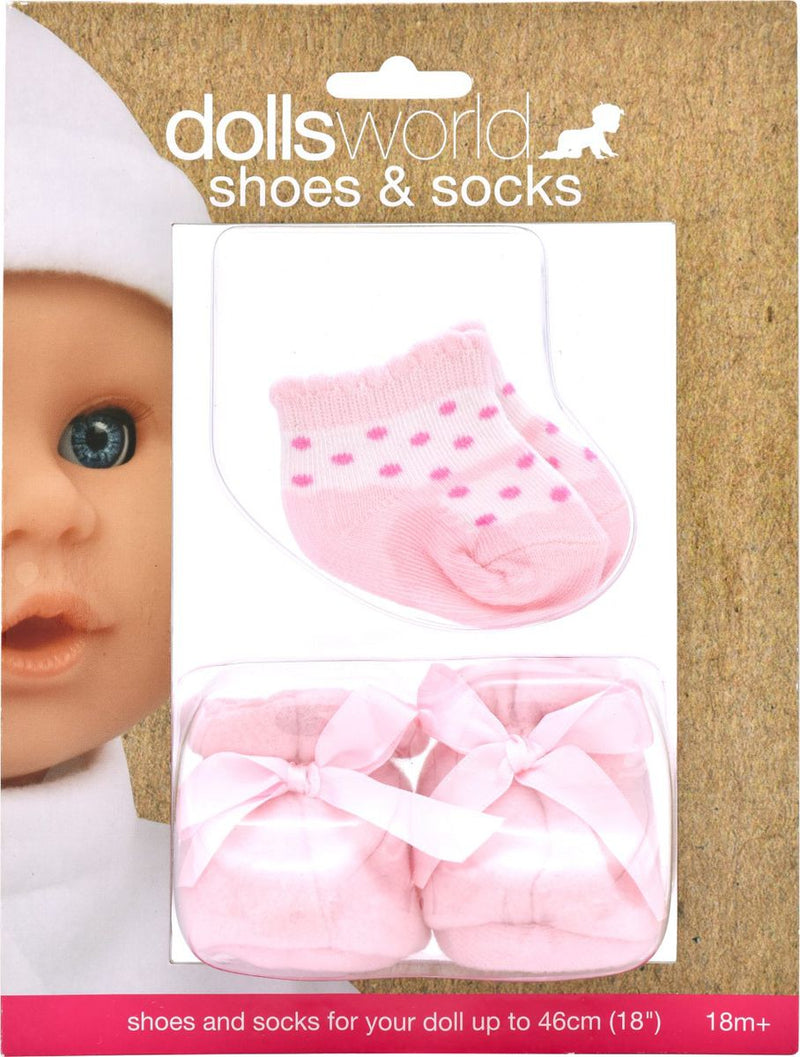 Dollsworld - Pink Baby Dolls Shoes (1 Pair) And Socks (1 Pair) (6899314196635)