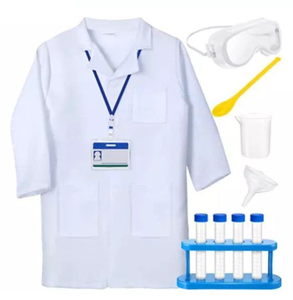 Scientist Role Play Costume Set with Goggles and Scientific Instruments