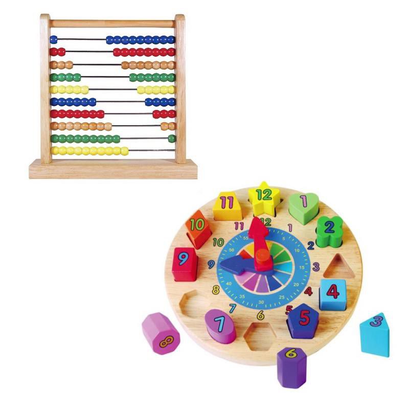 Viga Wooden Toys Abacus & Shape Sorting Clock (7449135382683)