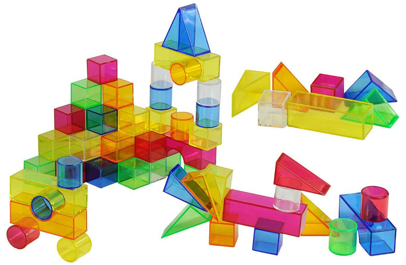 Transparent Colourful 3D Building Blocks (50 Piece in container) (7274268557467)